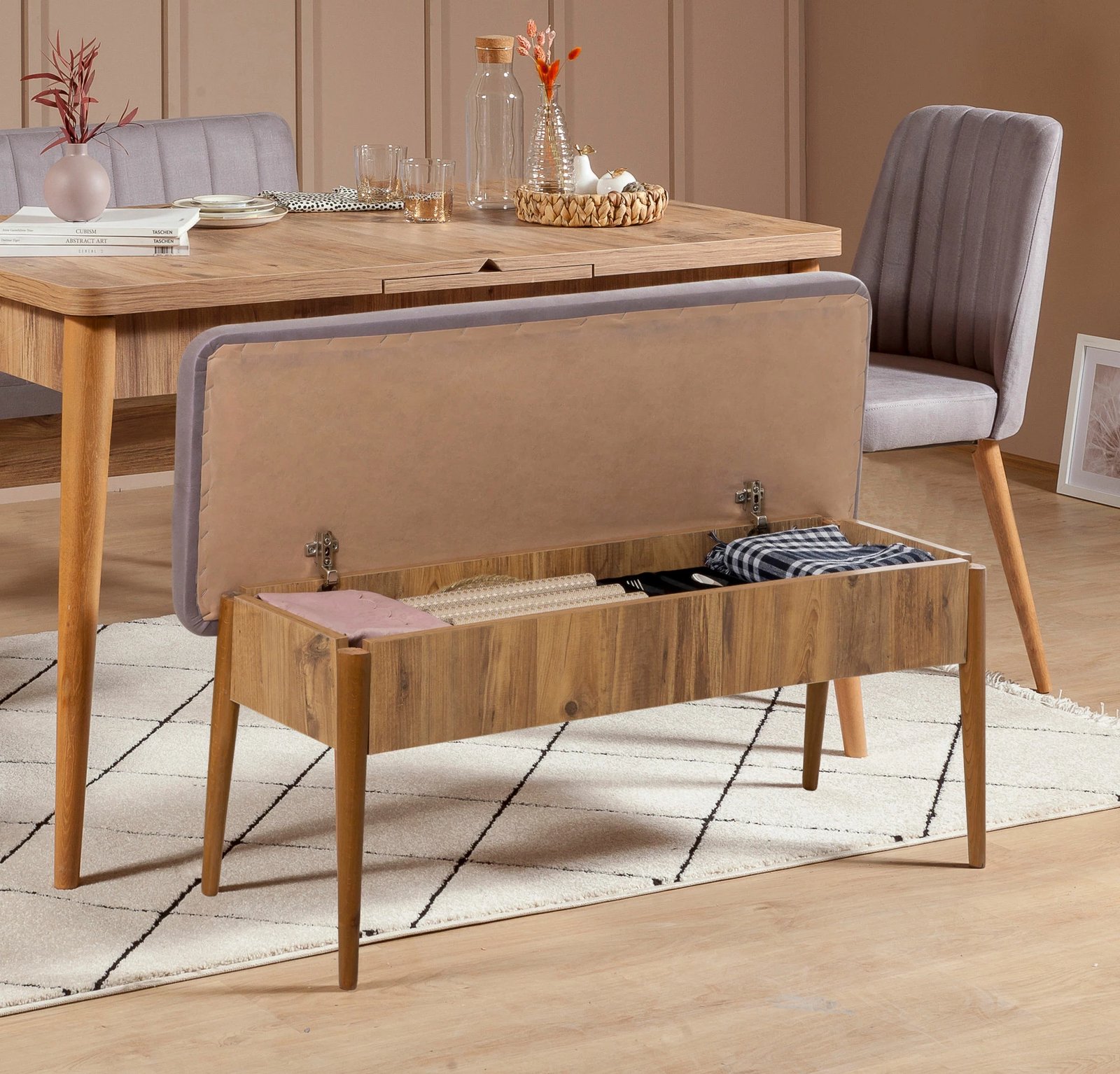 Set tavoline me karrige të zgjatshme (4 pjesë), Hanah Home, Vina 0701 - Soho, Atlantic