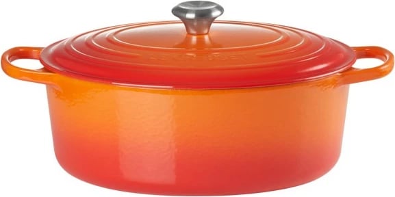 Tenxhere ovale Le Creuset 21178310902430, 6.3L, gize, portokalli/kuqe
