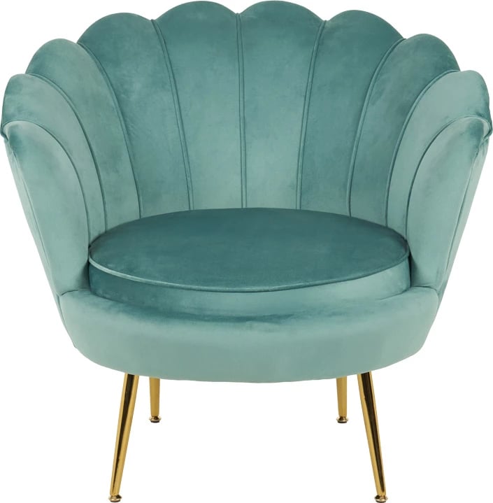 Fotel Daimon kadife, ngjyrë fëstëku, këmbë ari, 79x74x78cm