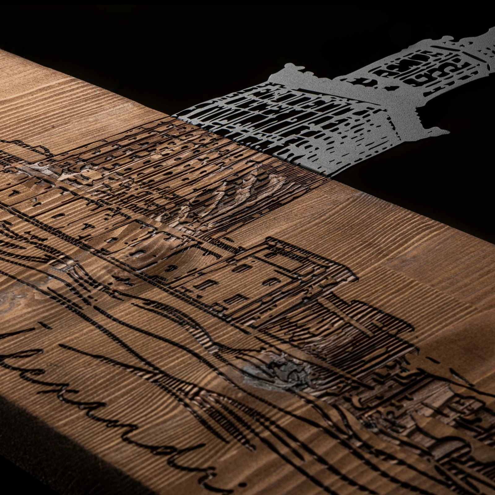 Aksesor dekorativ për mur, druri dhe metal, Wallity, Feneri i Aleksandrisë