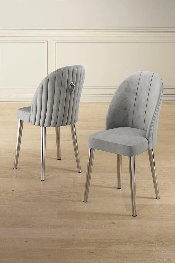 Set karrigesh (6 copë) Hanah Home, Mara, ngjyrë gri, krom