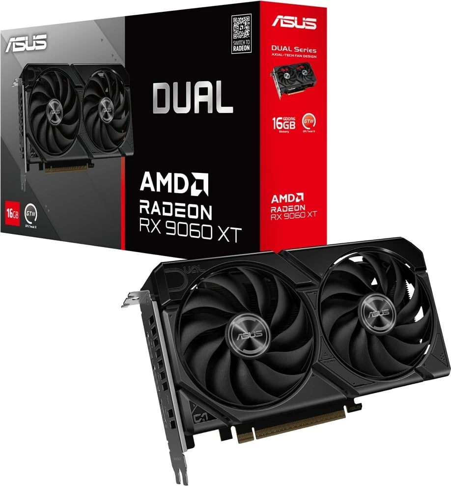 Kartelë grafike ASUS Dual RX 9060 XT, 16 GB GDDR6, e zezë