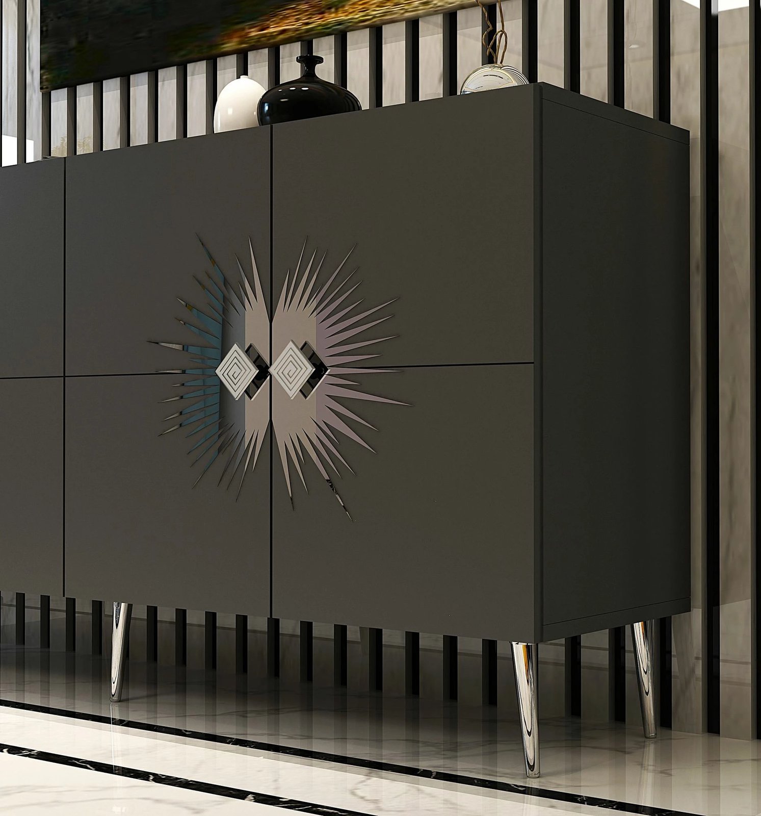 Konsolë Skye Decor, Nida KB150, antracit, argjend