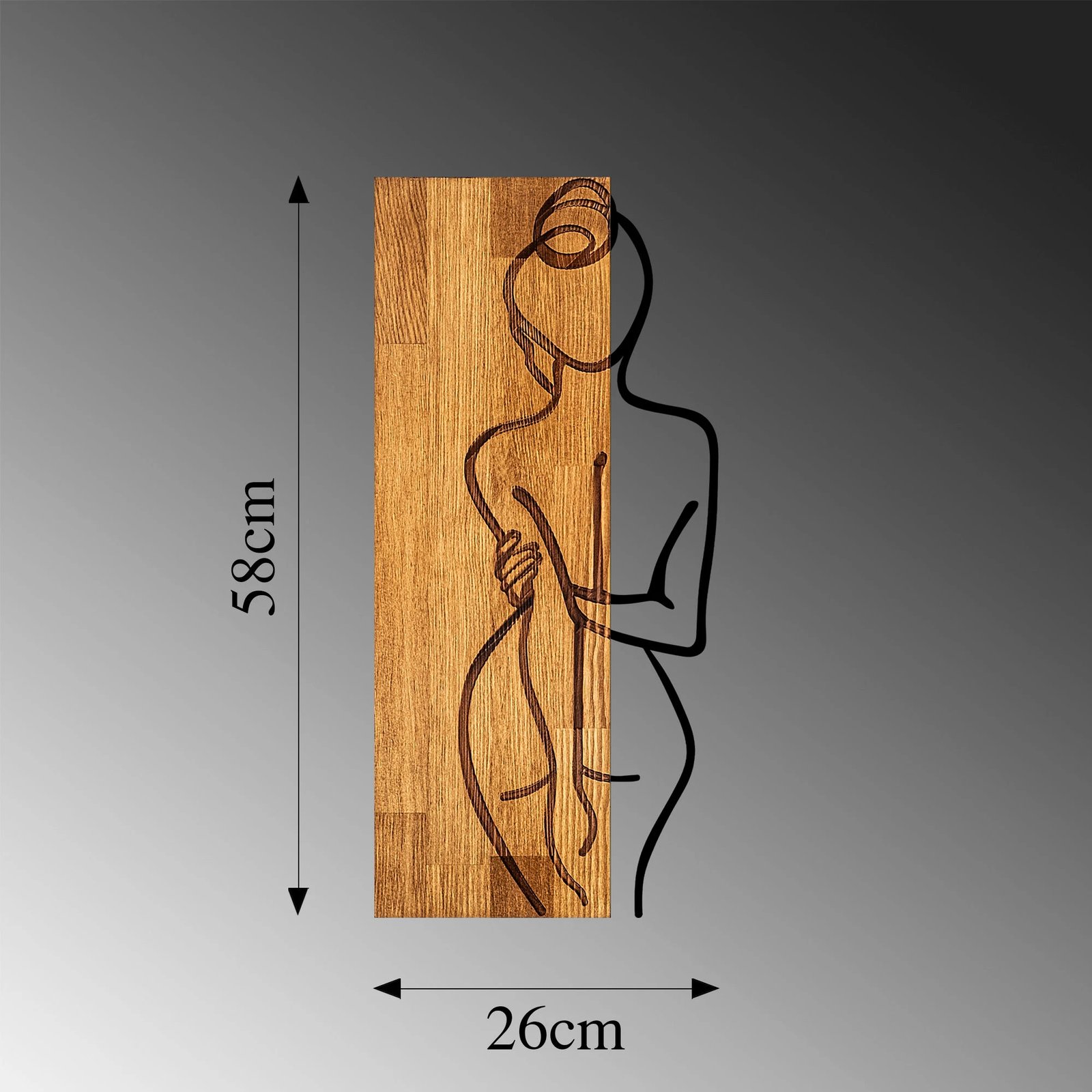 Aksesor dekorativ muri prej druri, Wallity, MA-294, ngjyrë arre dhe e zezë, 27x58cm