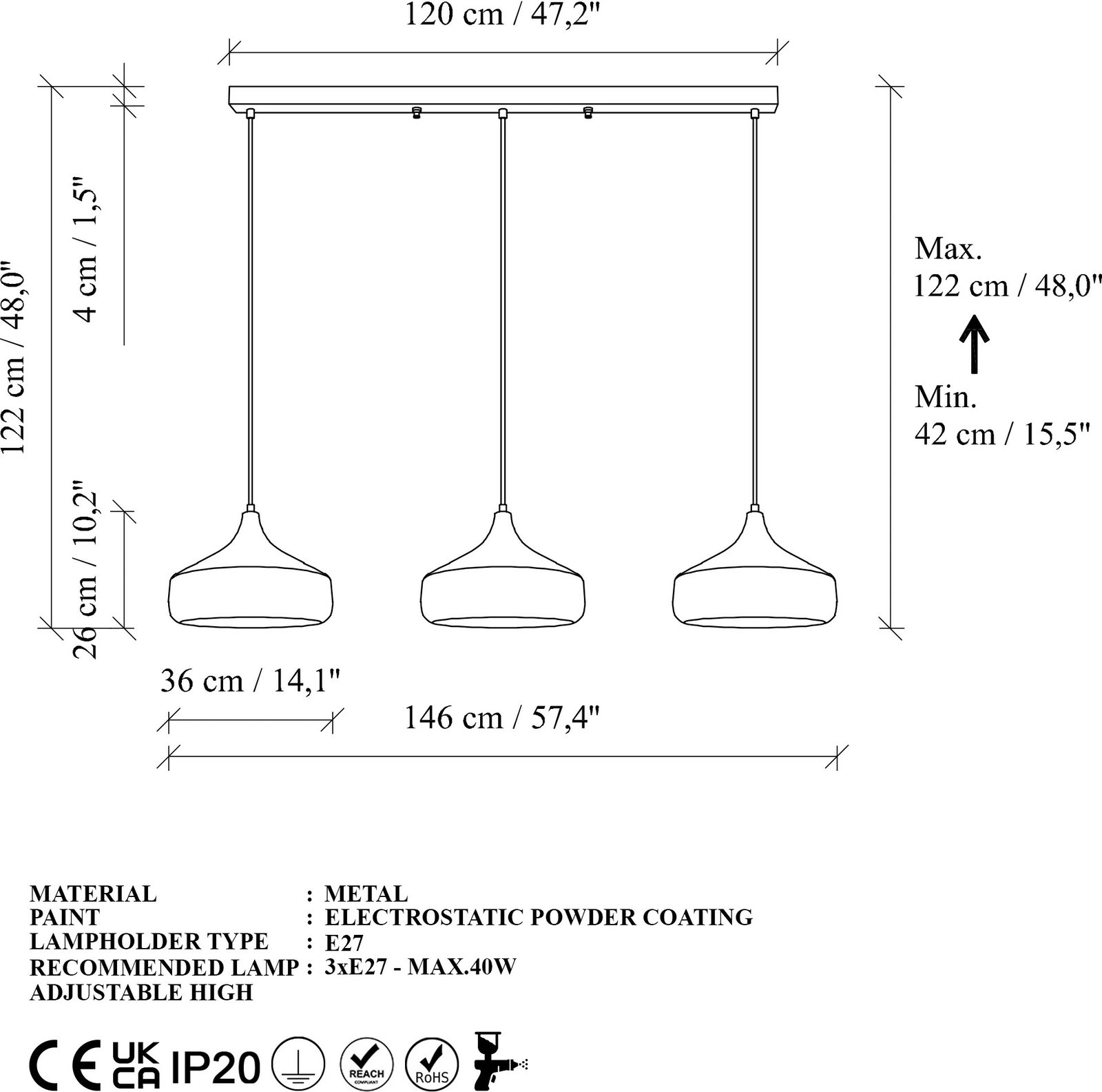 Llambë tavani Opviq, Yildo - L-253 - 1, ngjyrë e zezë