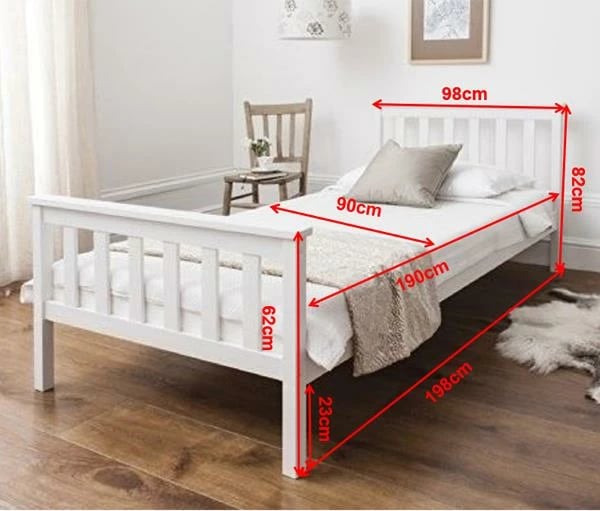 Krevat i vetëm XINDEYA Nexdeco Wilton, për dyshek 90x190cm, i bardhë