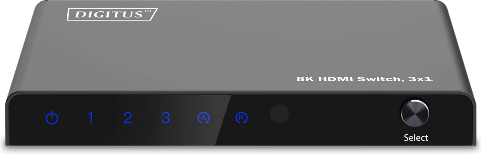 Switch HDMI Digitus 8K, 3x1, HDMI, USB Type-C, Metal, Ngjyrë e zezë