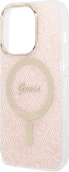 Set mbështjellës Guess GUBPP14LH4EACSP me karikues wireless për iPhone 14 Pro 6.1", rozë