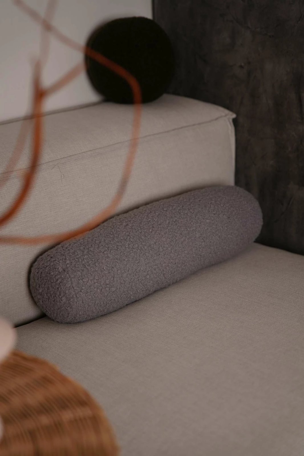 Jastëk cilindrik Teddy Roller, ngjyrë gri, Evila Originals