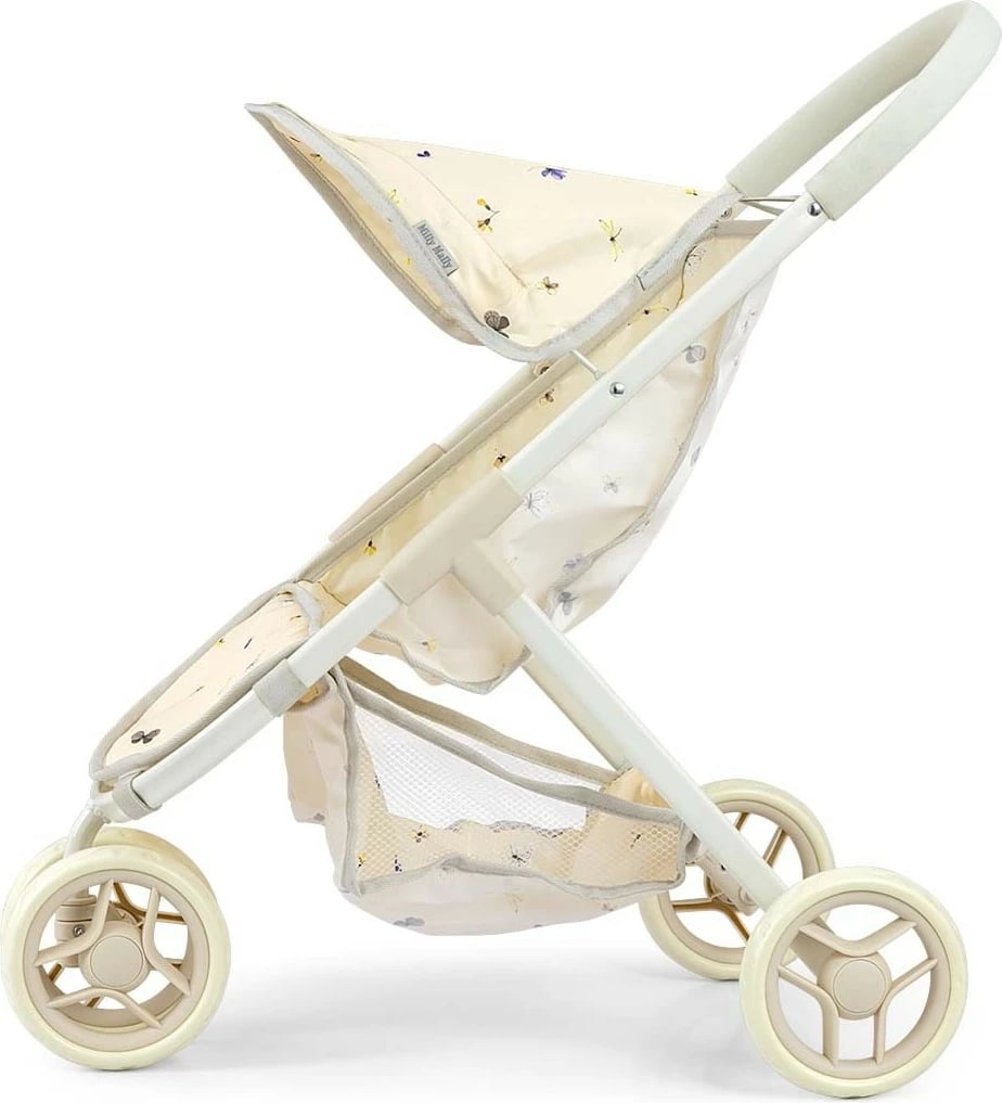 karrocë për kukulla Milly Mally Susie Nature, me 3 rrota, për kukulla deri 50 cm, kornizë metalike, me kapak palosës, natyrale dekorative