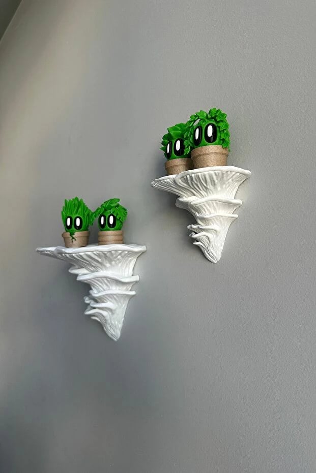 Set rafte plastikë shumëpërdorimësh (2 copë), Evila Originals, kërpudhë, i bardhë