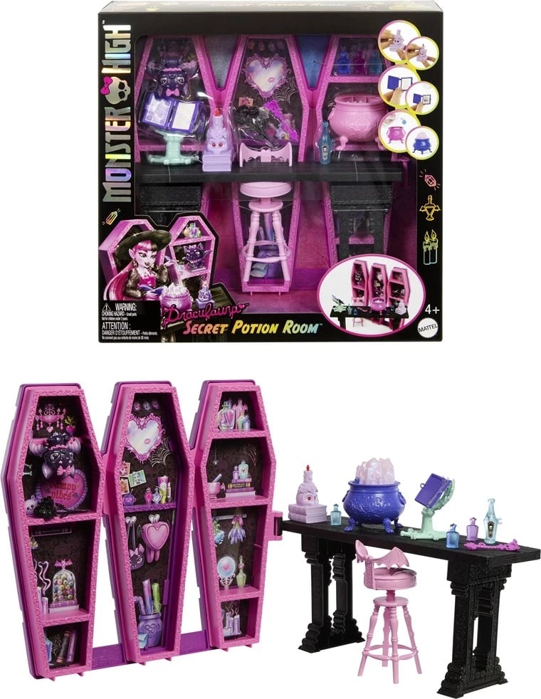 Set lodrash Monster High Draculaura Secret Potion Room, Mattel, Shumëngjyrësh