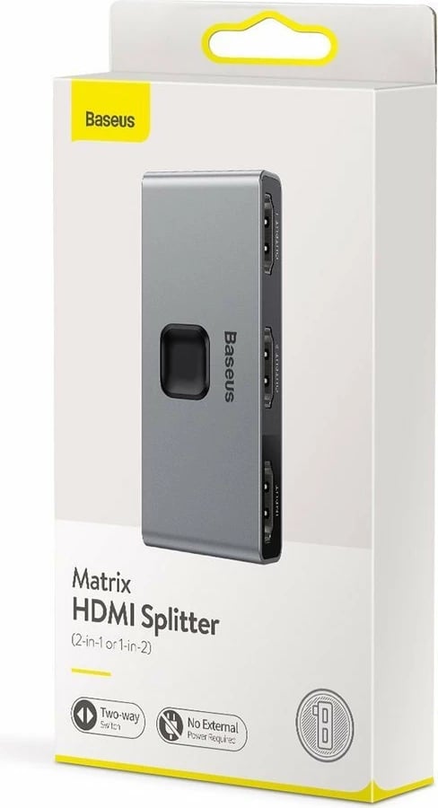 Switch HDMI Baseus CAHUB-BC0G, 2x HDMI, 4K/30Hz, Gri Switch HDMI Baseus CAHUB-BC0G, 2x HDMI, 4K/30Hz, Gri