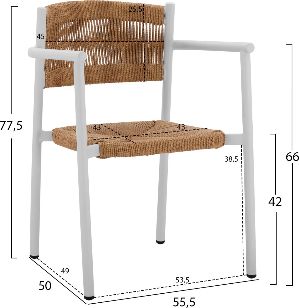 Set kopshti tavolinë & karrige FH11424, 7 pjesë, polywood/të bardha