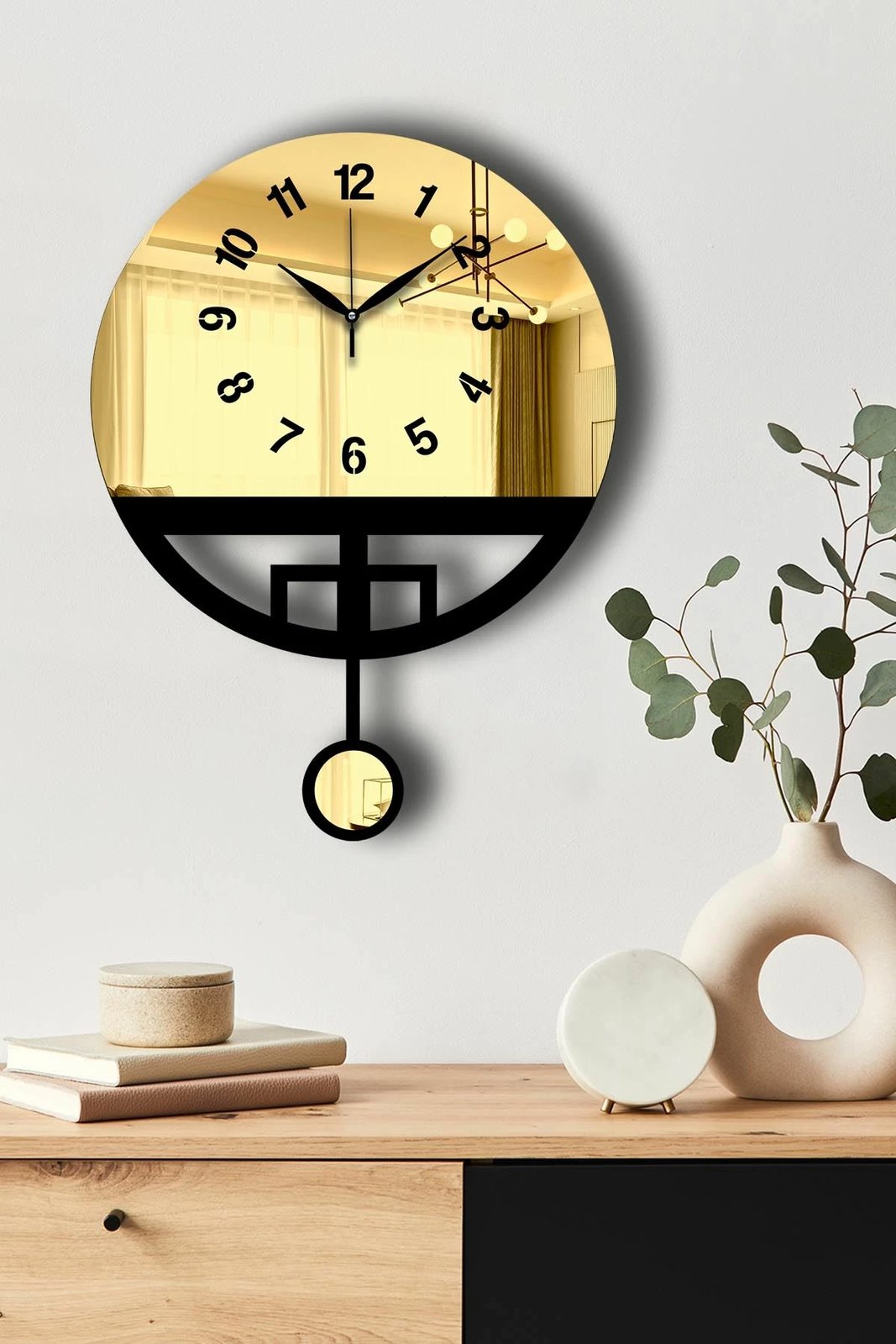 Orë muri dekorative, Wallity, Vlnt108Al, ngjyrë ari dhe e zezë