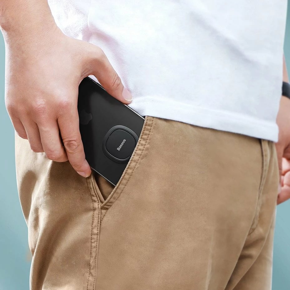 Mbështjellës unazë Baseus SUYB-0A për celular, ultra i hollë, vetë-ngjitës, Gri