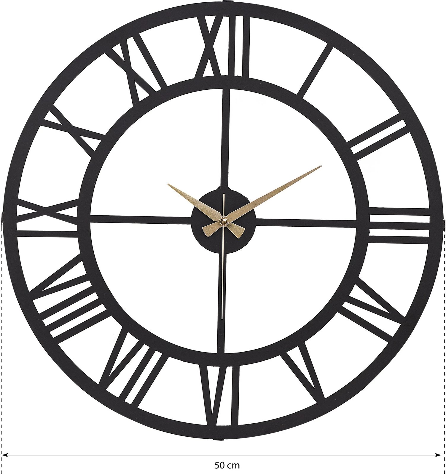 Orë muri dekorative metalike Wallity, numra romakë, e zezë