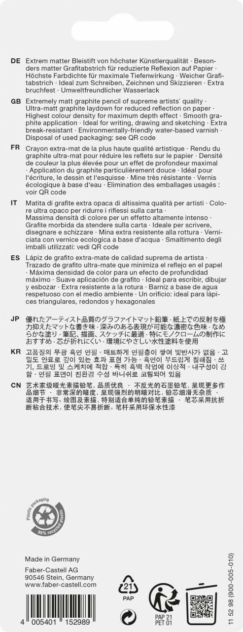 Set lapsa grafiti Faber-Castell Pitt Graphite Matt, 4 copë, ultra black