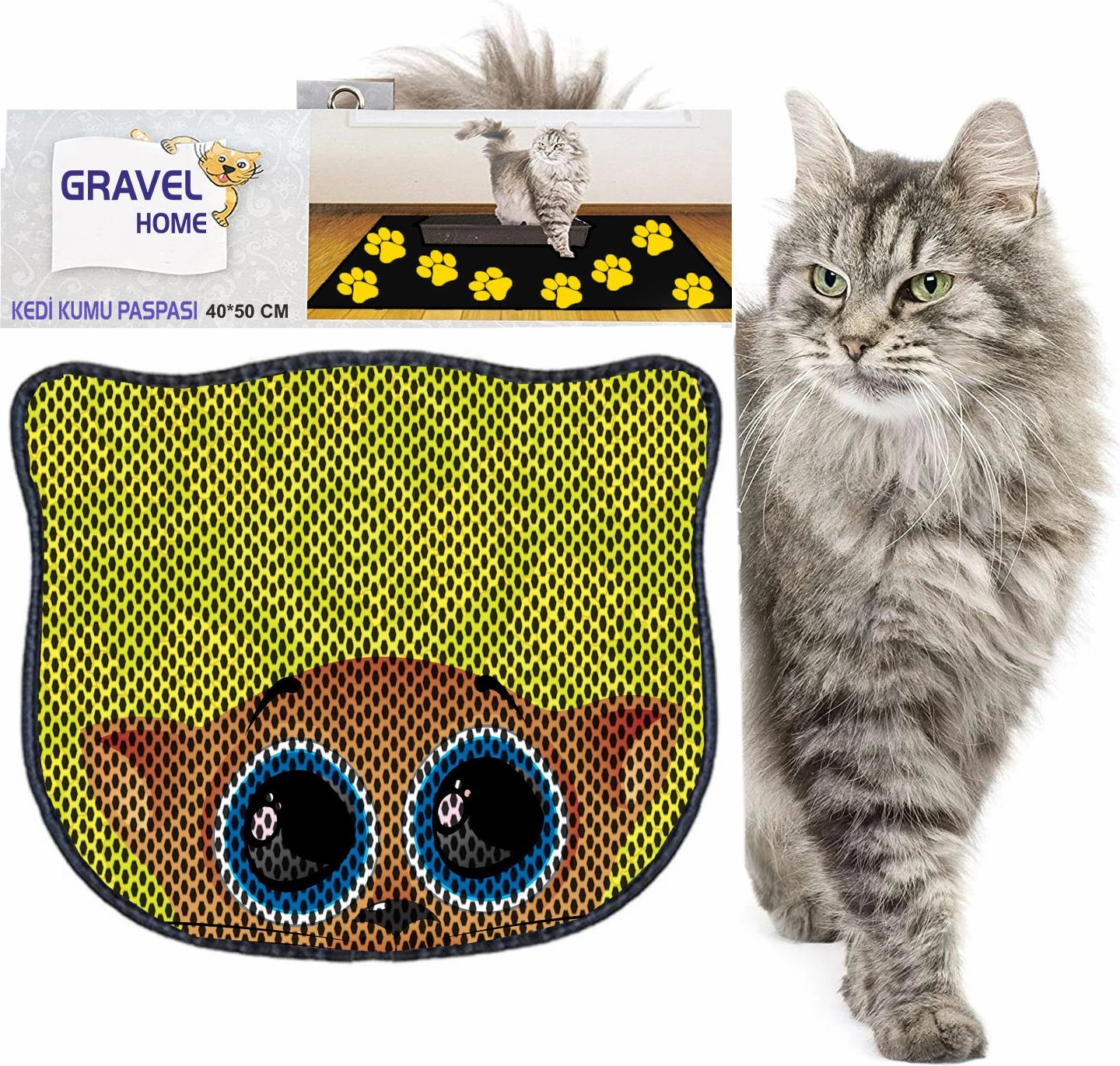 Tapet për rërë maceje, shumëngjyrësh, Paws & Whiskers, Kdkafa0238, 40x50cm