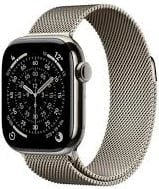 Smartwatch Apple Watch Series 11 GPS + Cellular 42mm, kasë titanium natyral, rrip Natural Milanese Loop, MF8