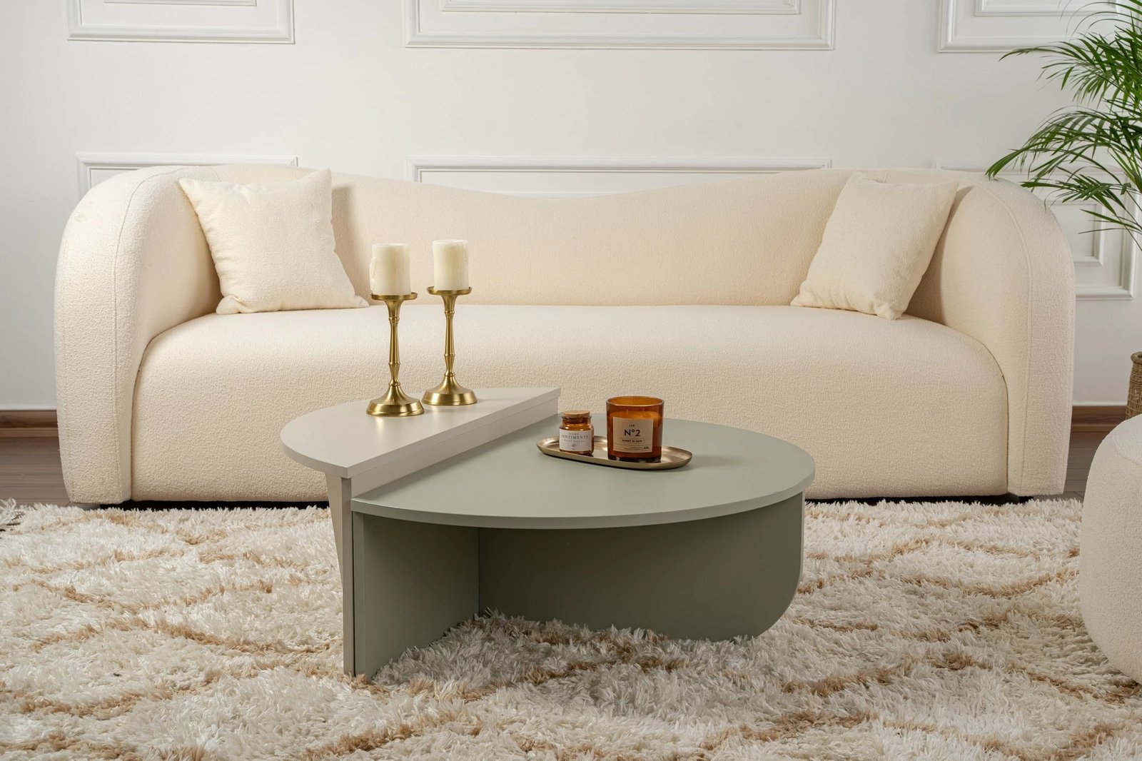 Set tavoline kafeje Nordure, Orion, ngjyrë jeshile e hirit dhe gur ranor