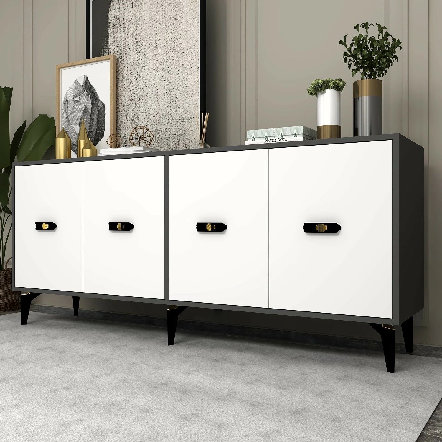 Konsol Skye Decor, anthracite, e bardhë