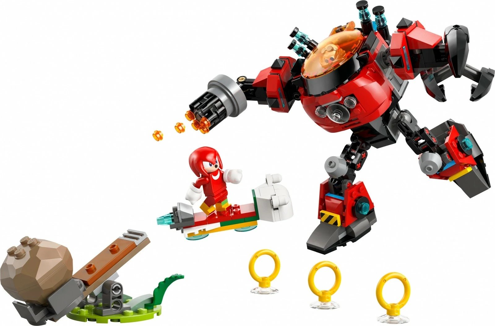 Set LEGO Sonic the Hedgehog 77005, Knuckles vs. Dr. Eggman në Egg Crusher Mech, 350 pjesë