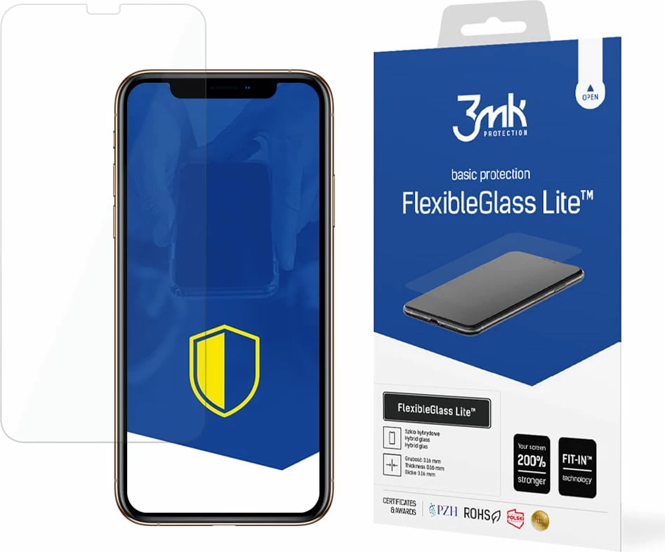 Xham hibrid për ekran, 3mk Protection FlexibleGlass Lite, për iPhone 11 Pro, Transparent