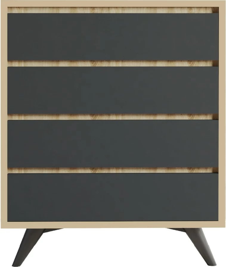 Komodë Hanah Home, Suvera, ngjyrë lis dhe antracit