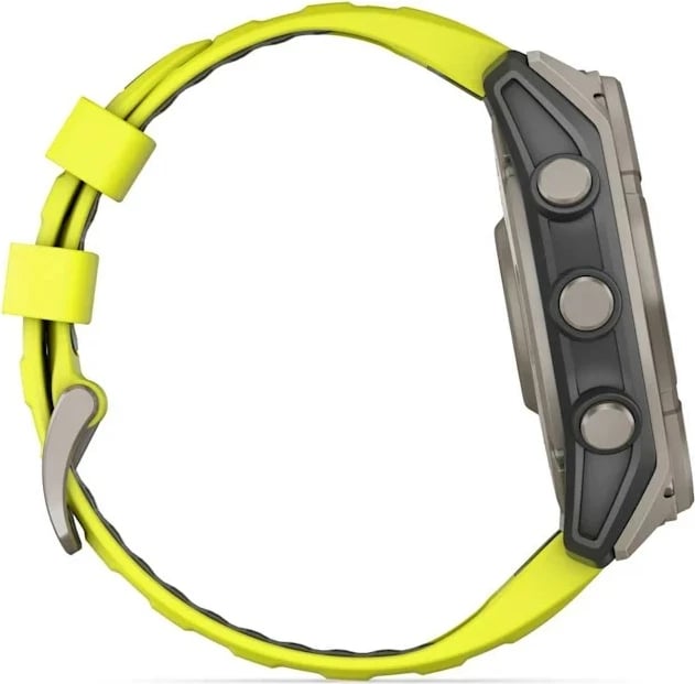 Smartwatch Garmin fenix 8, 51 mm, 32 GB, Titanium, Rrip silikon, E verdhë neon
