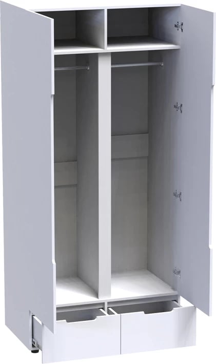 Dollap i dyfishtë Afina mdf, ngjyrë e bardhë me shkëlqim, 100x57x213cm