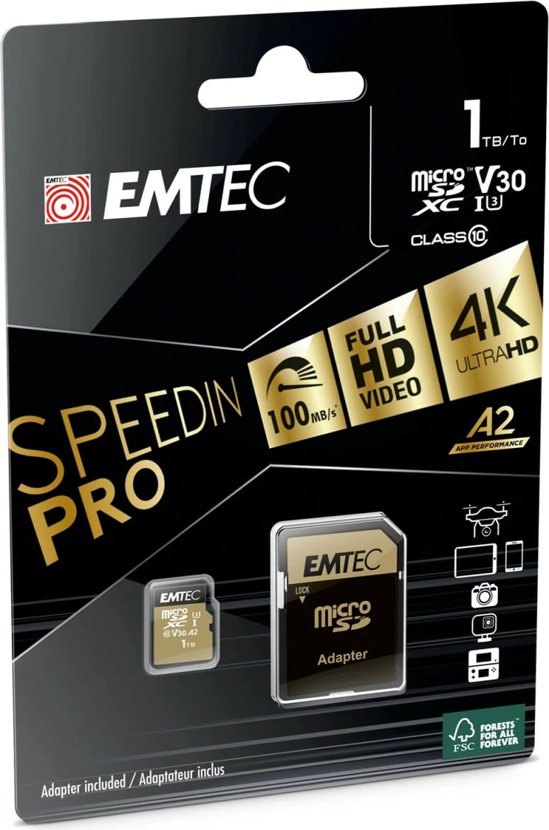 Kartelë memorie EMTEC ECMSDM1TXC10SP 1TB MicroSDXC Class 10 UHS-I kafe
