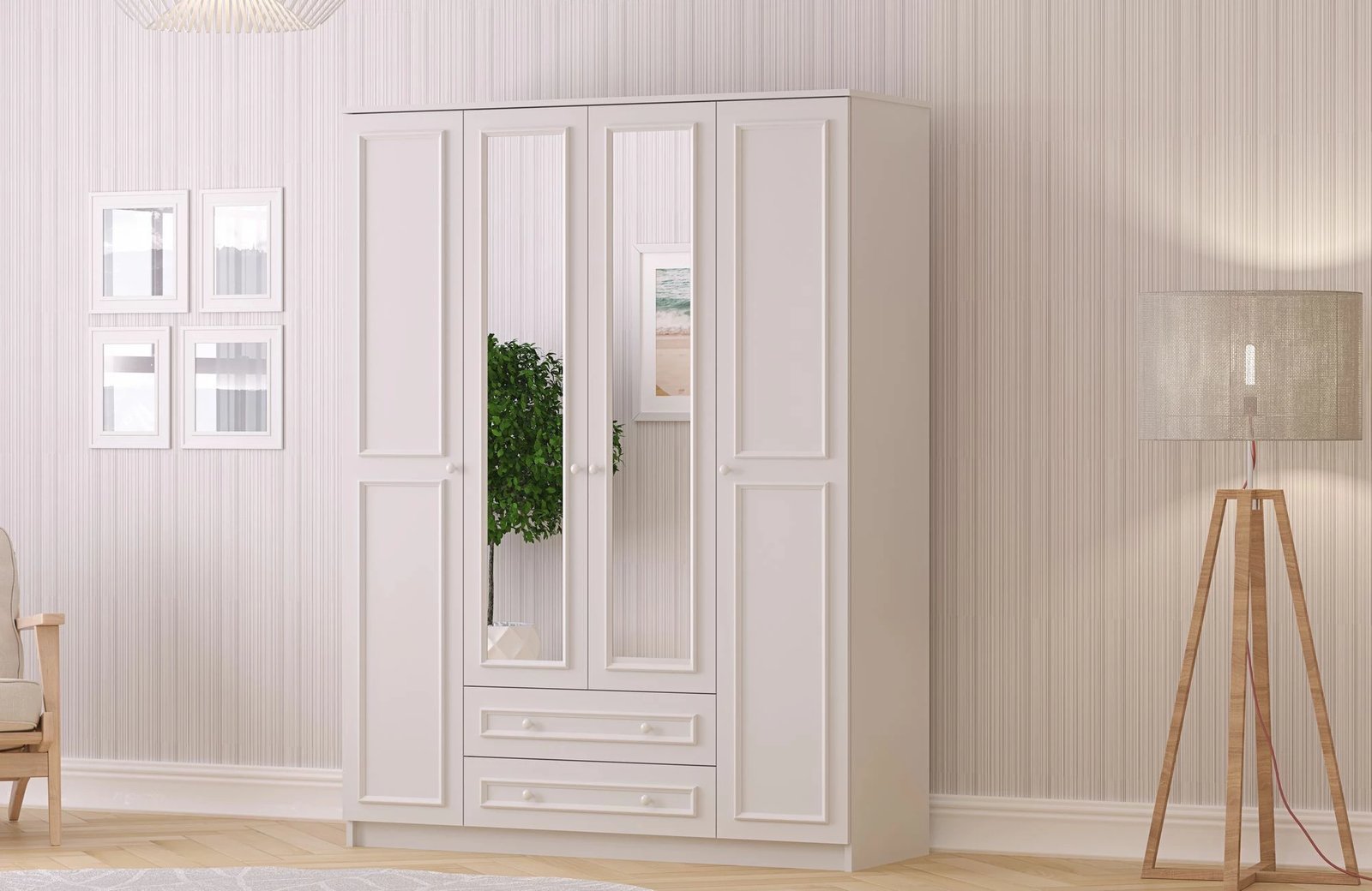 Dollap rrobash Skye Decor, ngjyrë e bardhë mat, RB-186-03