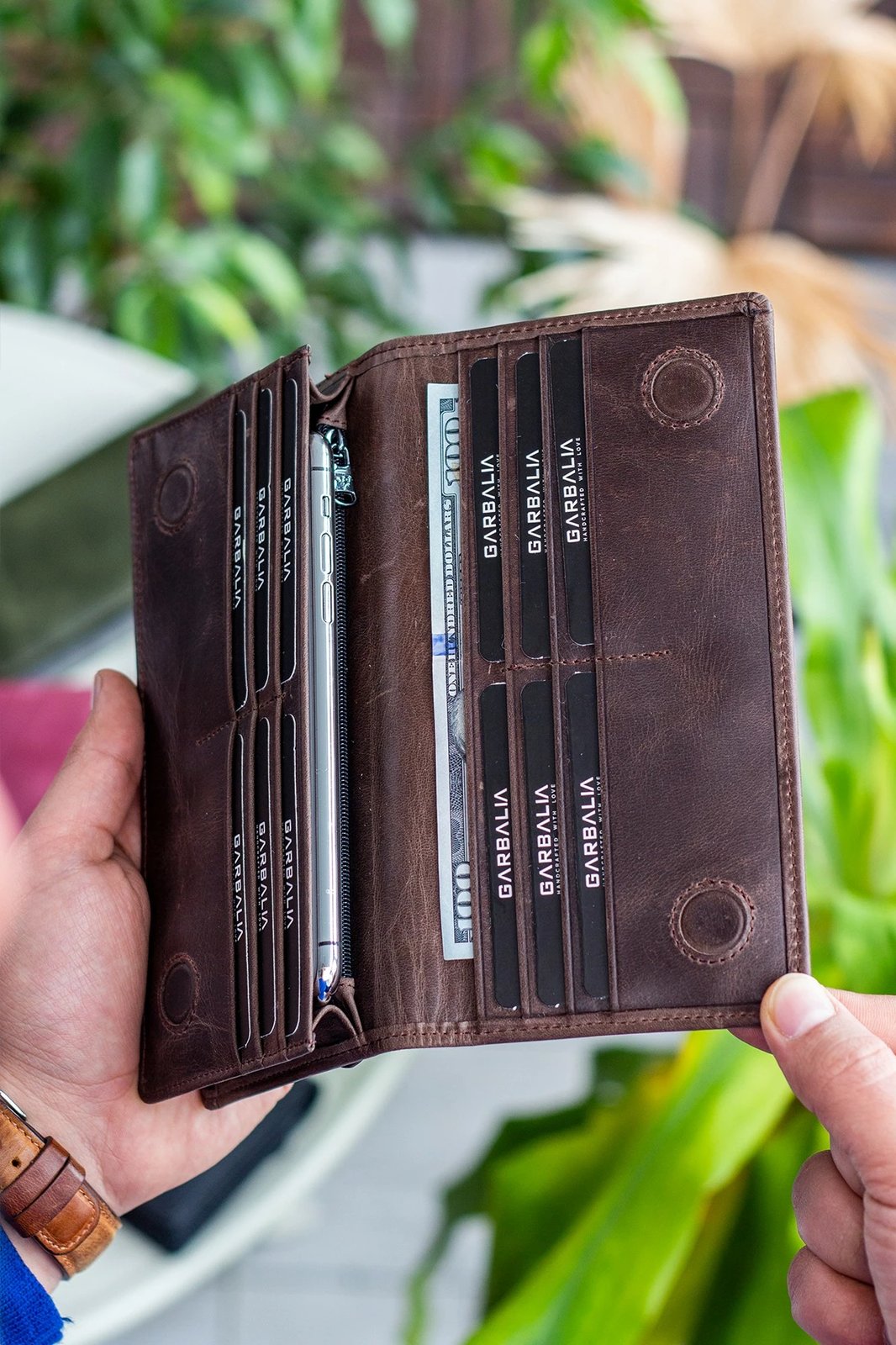 Portofol për burra, lëkurë e vërtetë, ngjyrë kafe, Zoozie Bags, Hamburg