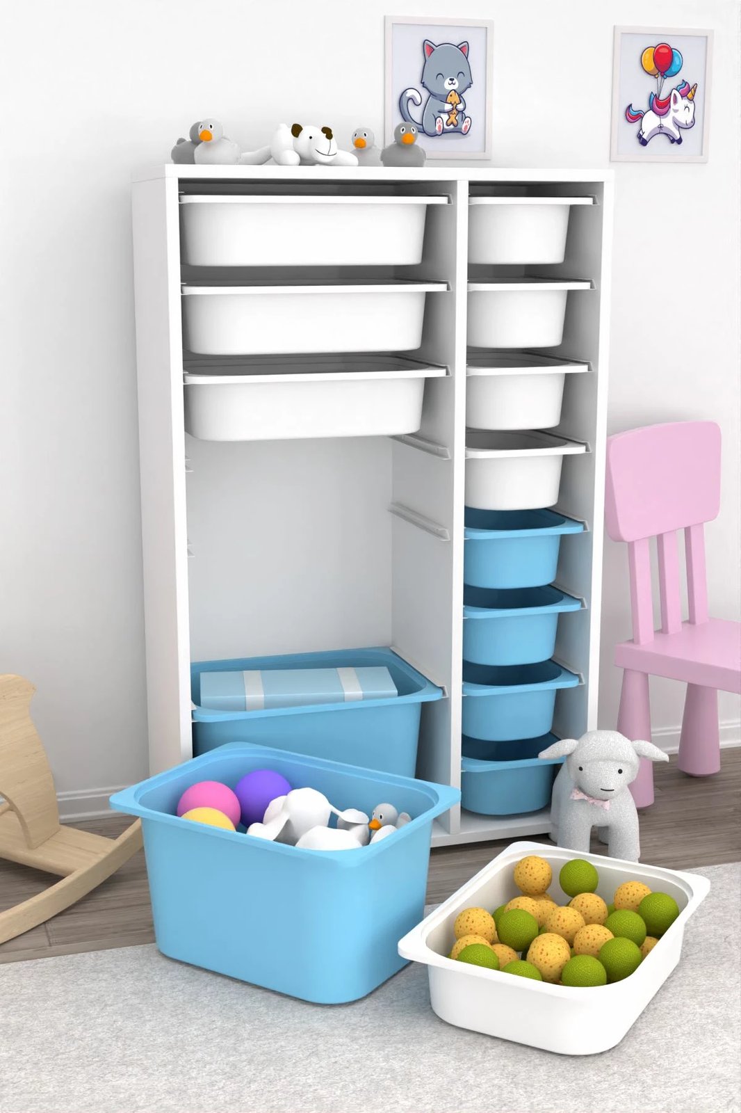 Dollap multifunksional Hanah Home, Rine 2D4K8U, i bardhë dhe kaltër