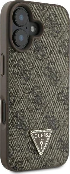 Mbështjellës Guess 4G Triangle Strass për iPhone 16 Plus, MagSafe, Kafe Mbështjellës Guess 4G Triangle Strass për iPhone 16 Plus, MagSafe, Kafe