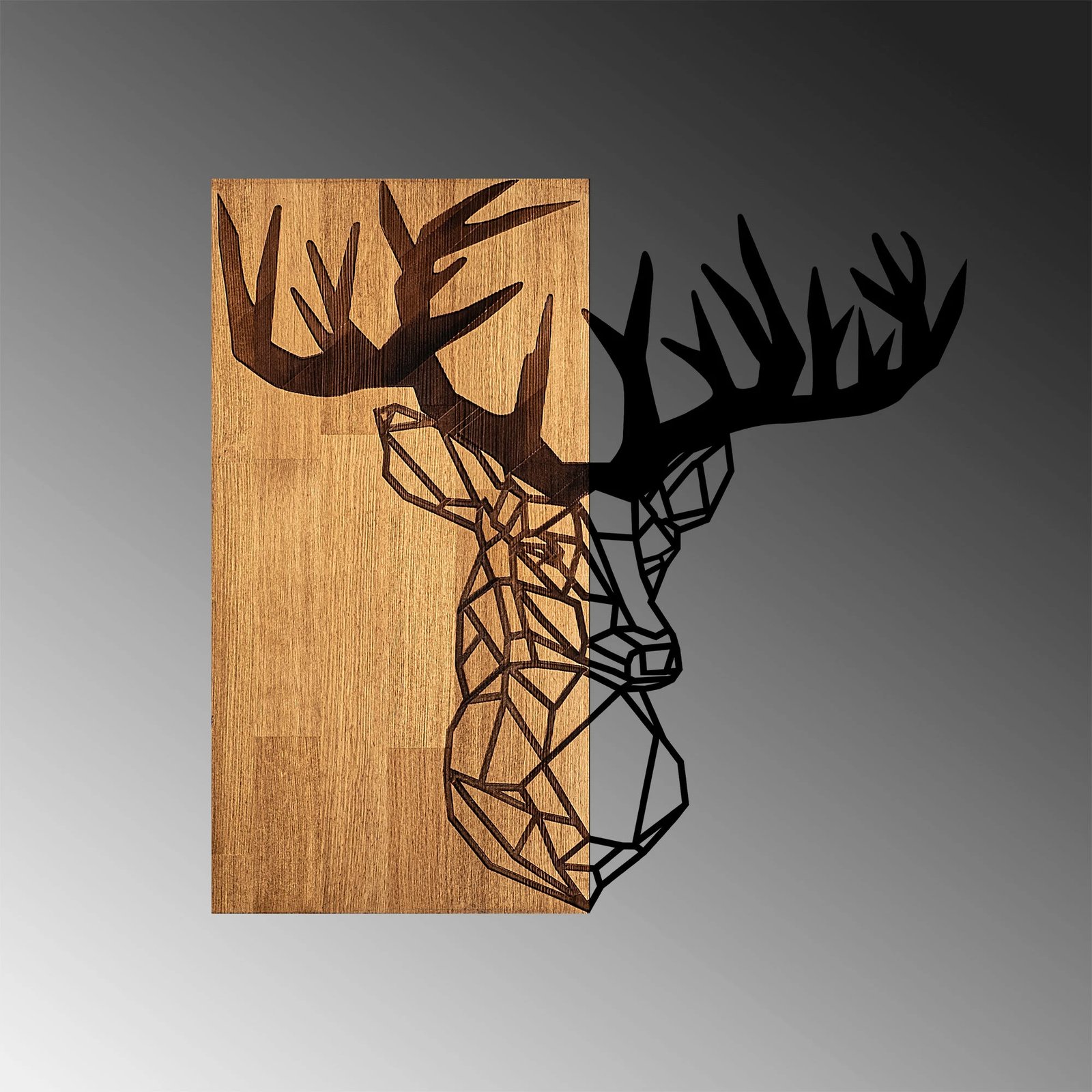 Aksesor dekorativ për mur, dru dhe metal, Wallity MA-285, ngjyrë arre/zezë, 58x60cm