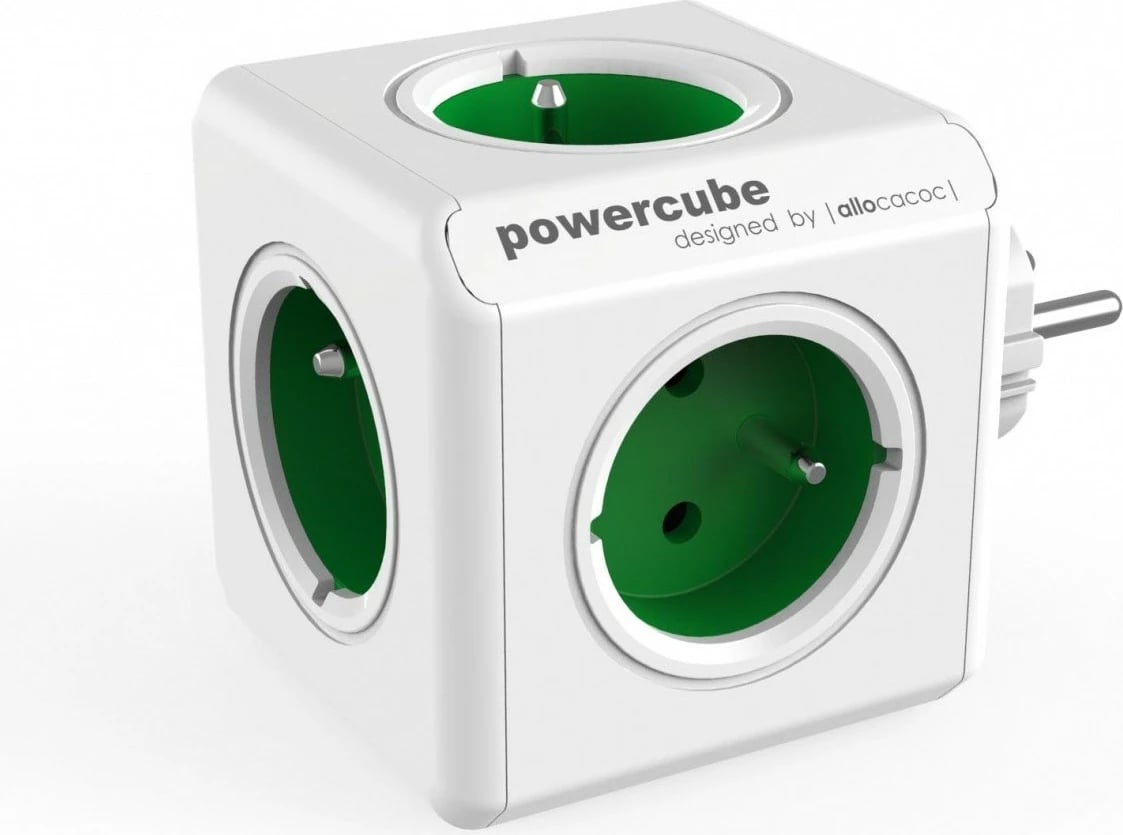 Shumëfishues prizash Allocacoc PowerCube Original 2100GN, 5 dalje, Bardhë/Gjelbër