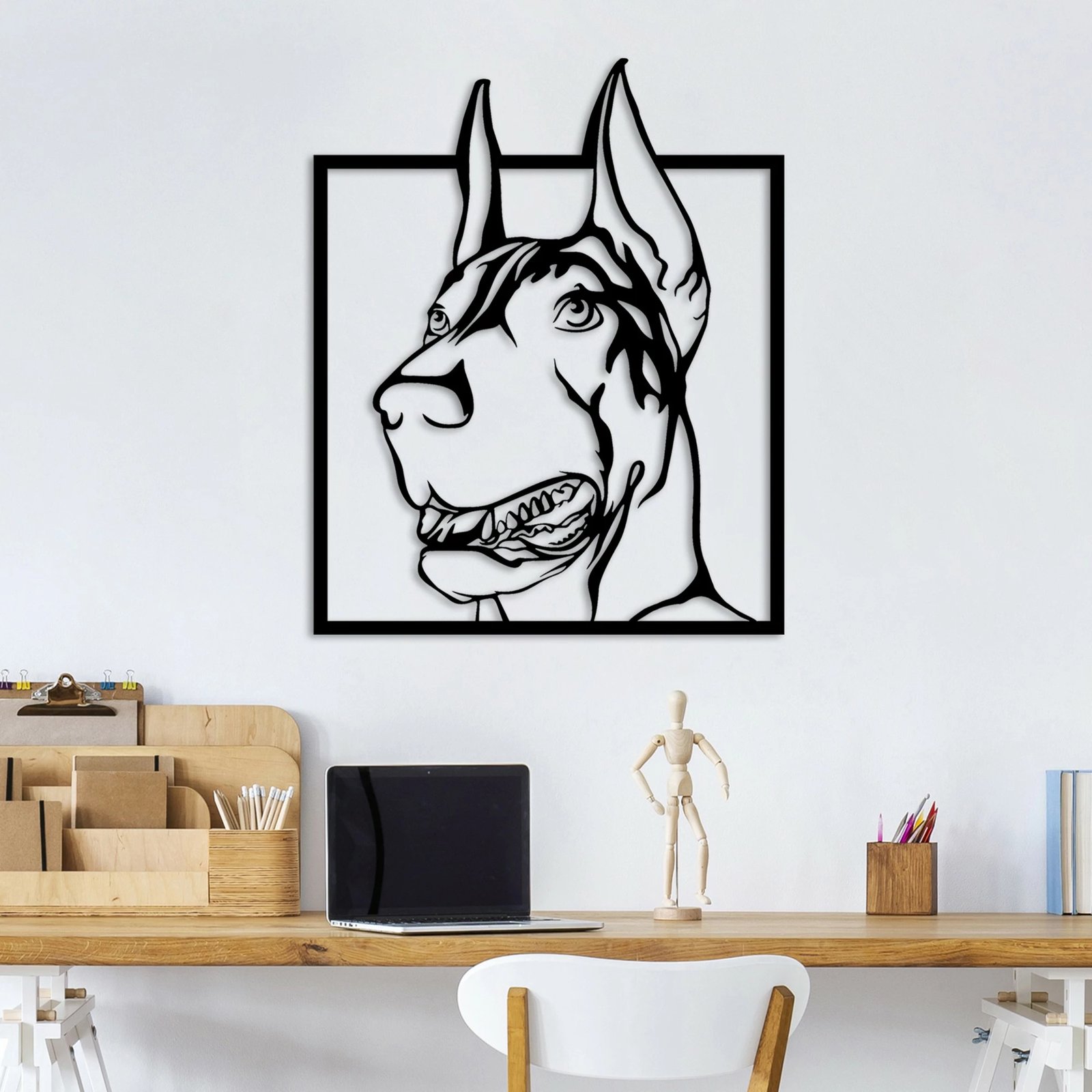 Aksesor dekorativ metalik për mur, Wallity, Doberman