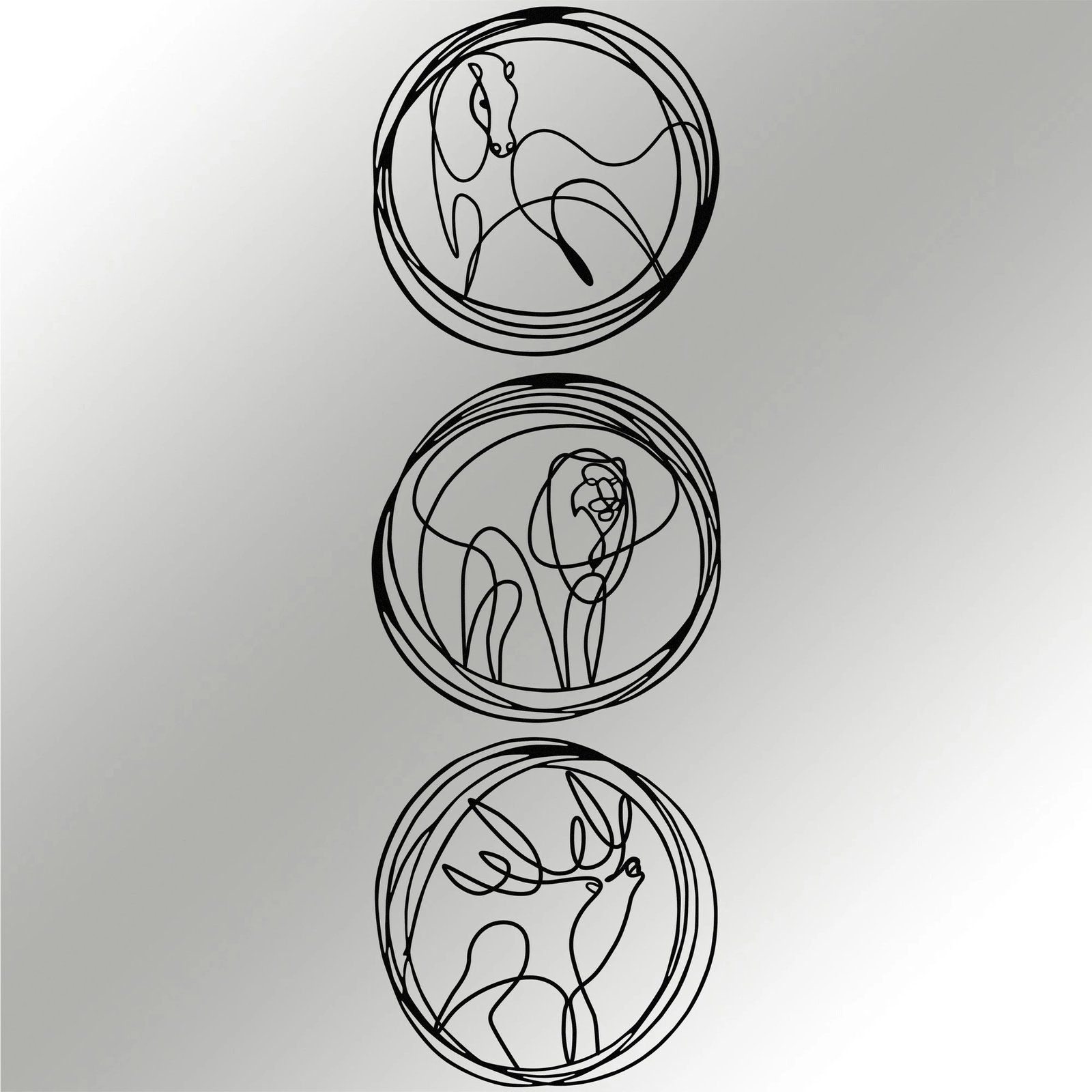 Aksesor dekorativ metalik për mur, dizajn dreri, luani, kali, ngjyrë e zezë, 152x50cm