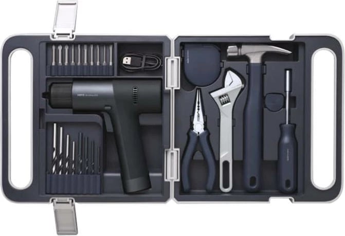 Set veglash HOTO QWDZGJ001, 9 pjesë, me kaçavidë brushless 12V, gri