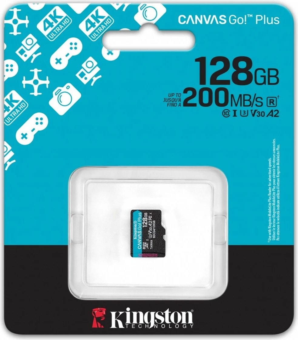 Kartelë memorie microSD Kingston Canvas Go! Plus 128GB, 200MB/s