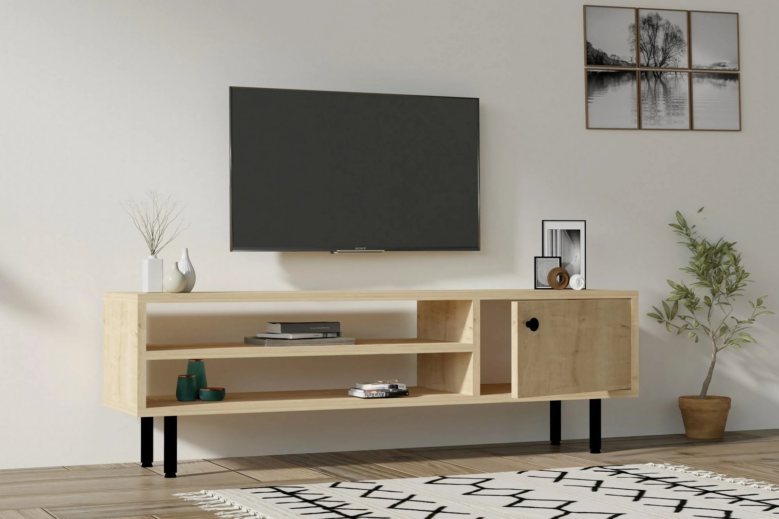 Konsolë TV Hanah Home, ngjyrë lis Sapphire Oak, 120x38x30cm Konsolë TV Hanah Home, ngjyrë lis Sapphire Oak, 120x38x30cm