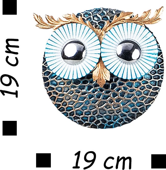 Aksesor dekorativ metalik për mur, buf, ngjyrë argjendi, Wallity, 19x19cm