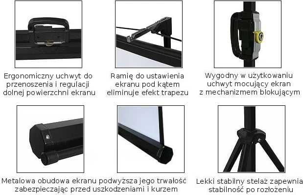 Ekran projekcioni Maclean MC-536 72" 4:3, manual, me stativ (145x110 cm)