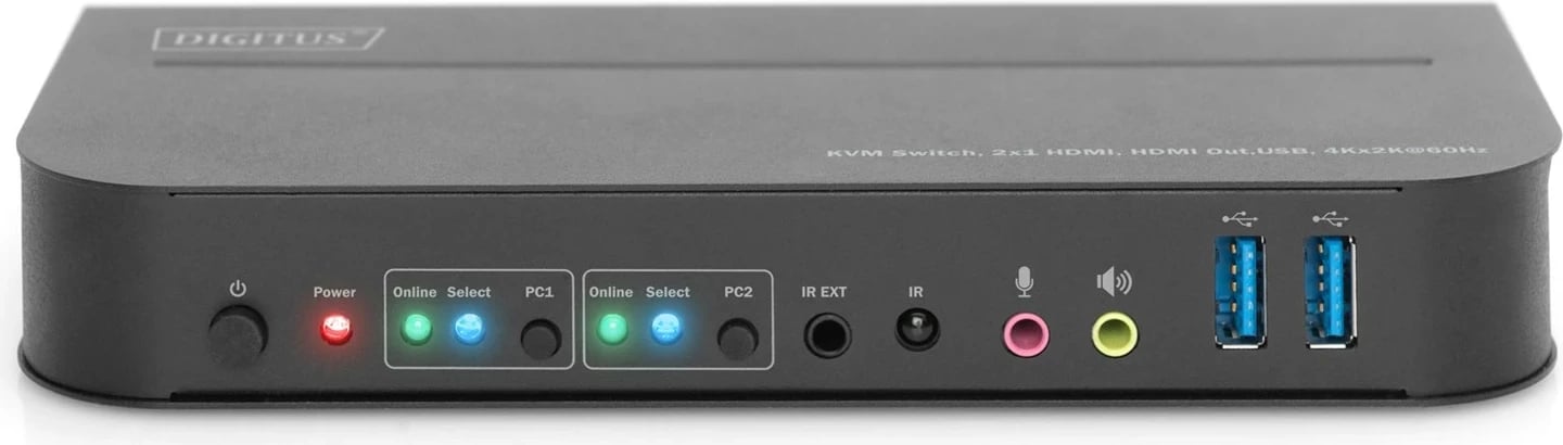 Switch DIGITUS DS-12874, 2x1 HDMI, HDMI Out, USB, 4Kx2K@60Hz, Zi