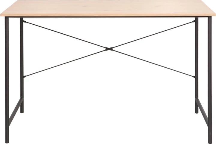 Tavolinë pune Senzia, ngjyrë natyrale, metal i zi, 120x60x75cm