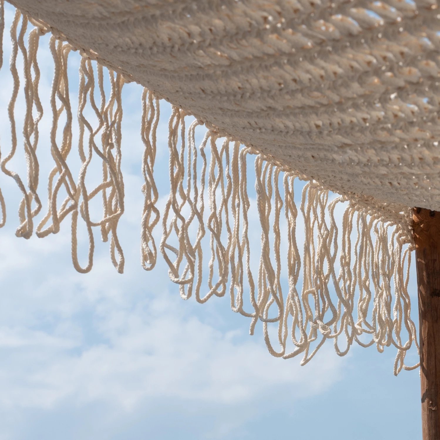 Tendë dielli macrame, ngjyrë bezhë, 300x300cm