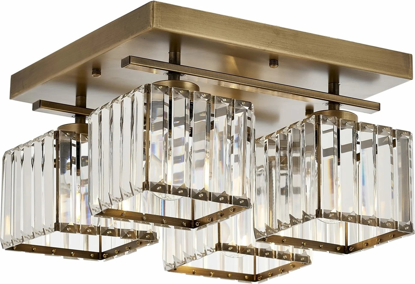 Llambadar vintage Opviq, Av-1795-4E, ngjyrë bakri, trup metalik, kapak kristali, 22x40x40cm