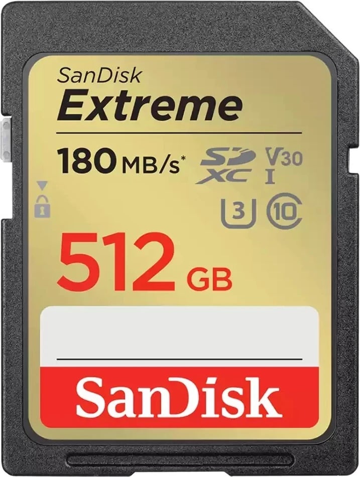 SanDisk SDXC 512 GB Extreme UHS-I U3 V30 180/130 MB / s